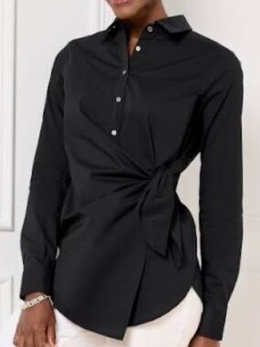 Talbots The Front Draped Poplin Shirt